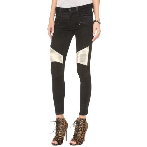 NEW Hudson‎ Womens Size 28 Shelby 100% French Lamb Nubuck Biker Moto Jeans $1000